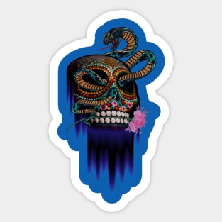Skull with Snake and Flowers Sticker